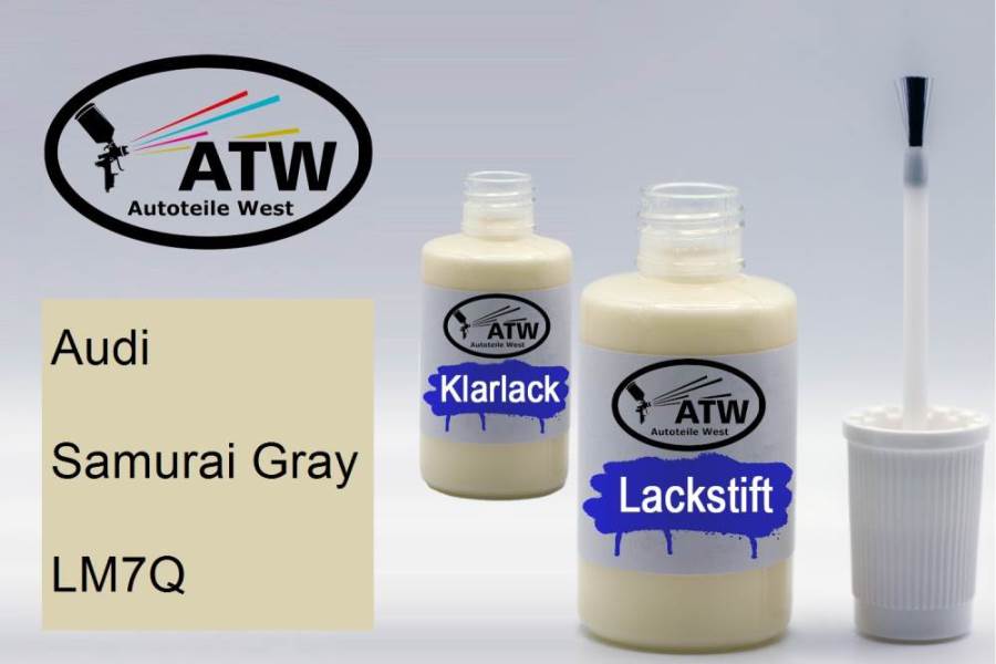 Audi, Samurai Gray, LM7Q: 20ml Lackstift + 20ml Klarlack - Set, von ATW Autoteile West.